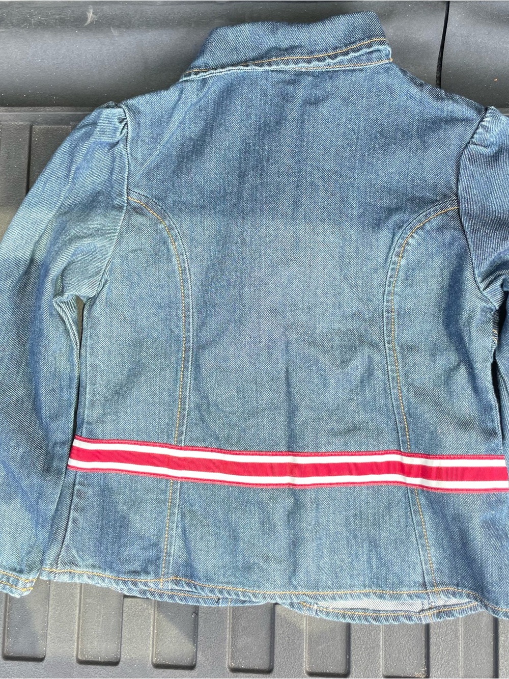 Gymboree Girls' Denim Jacket with Red Stripe Belt - Blue (5) - Picture 5 of 9